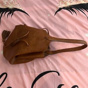 Leather cinch hobo bag